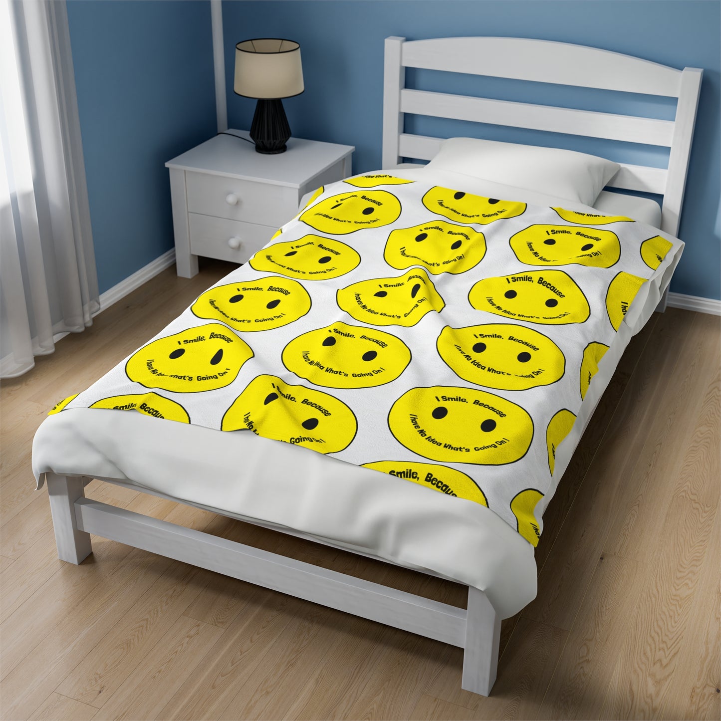 Velveteen Plush Blanket - I smile because