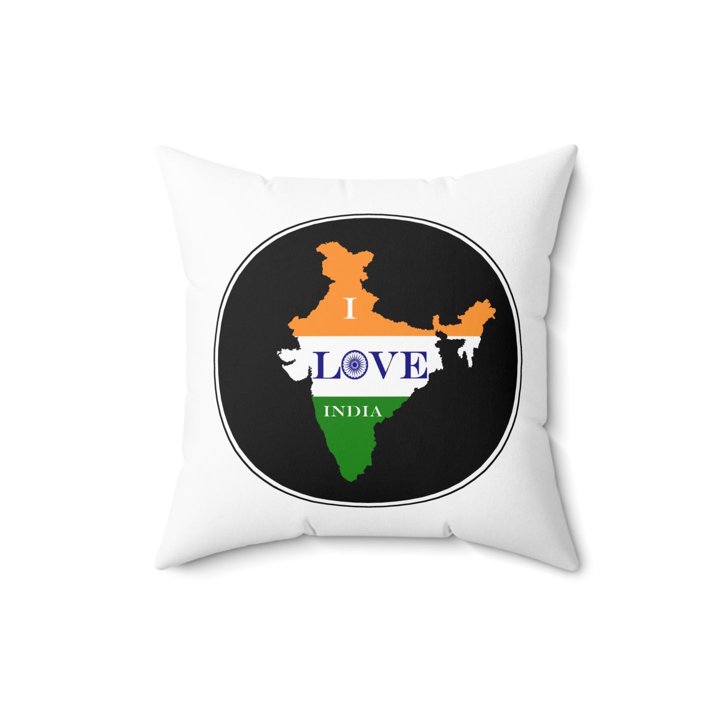 Spun Polyester Square Pillow - I Love India