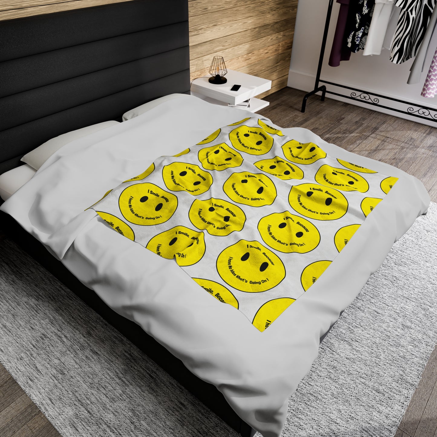 Velveteen Plush Blanket - I smile because