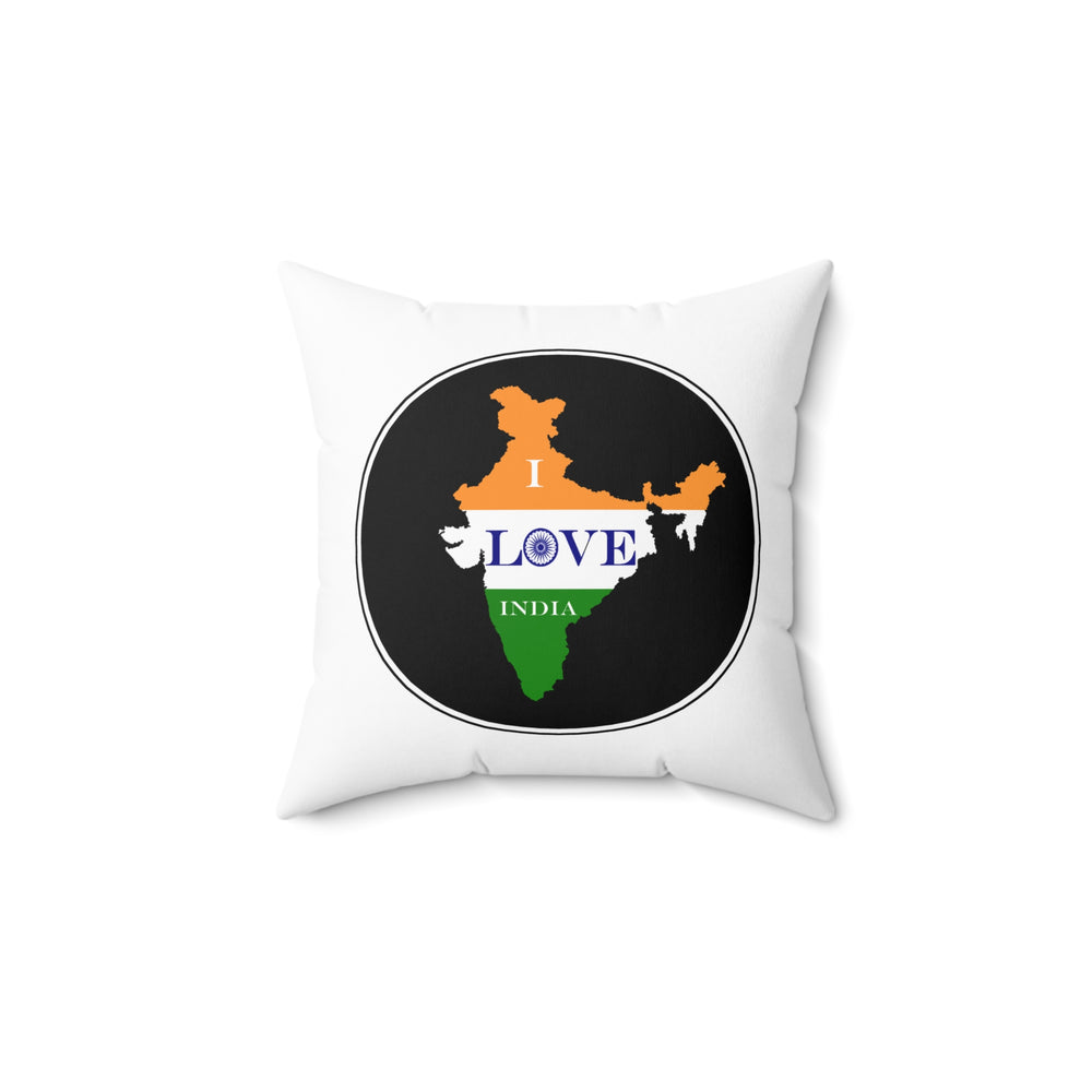 Spun Polyester Square Pillow - I Love India