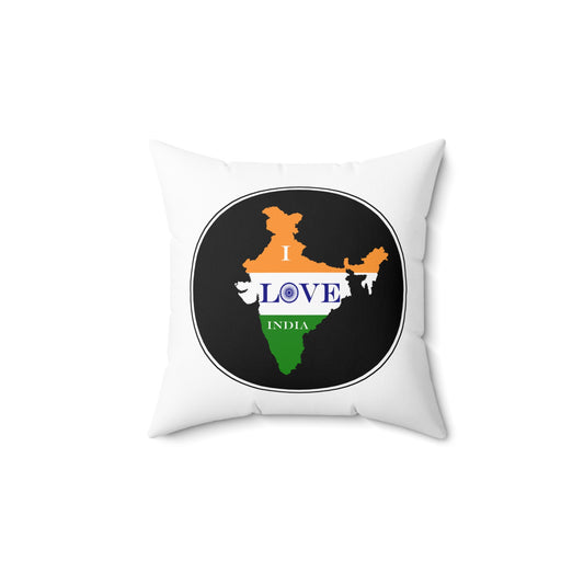 Spun Polyester Square Pillow - I Love India