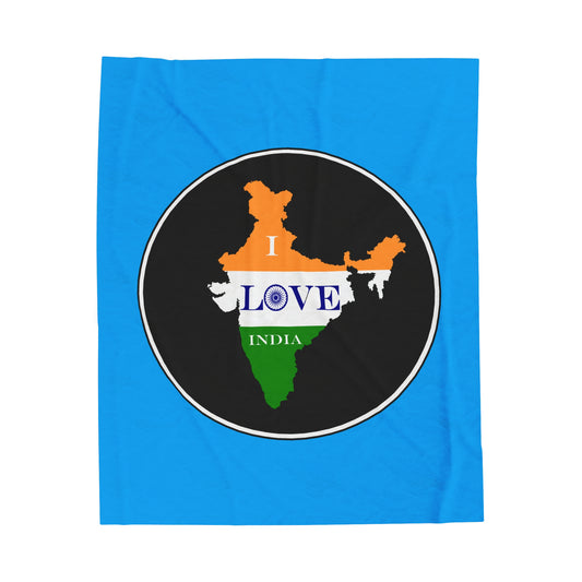 Velveteen Plush Blanket - I Love India