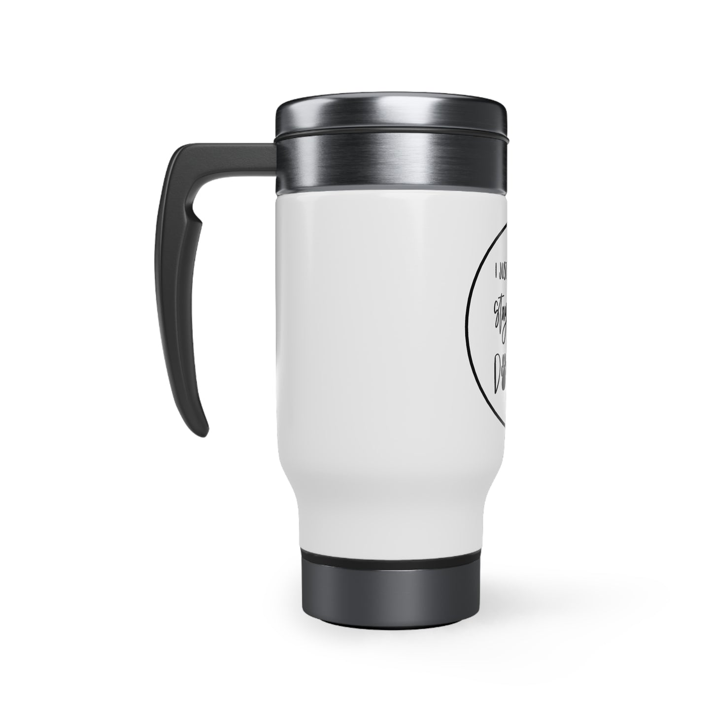 Stainless Steel Travel Mug with Handle, 14oz - Stay at home Dog Mom