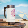 Stainless Steel Travel Mug with Handle, 14oz - Tamil Romantic Words நீங்க ரொம்ப அழகா இருக்கீங்க