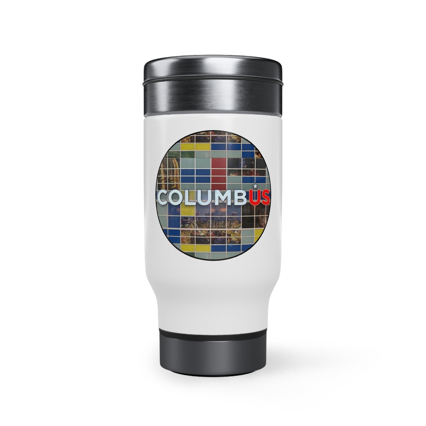 Stainless Steel Travel Mug with Handle, 14oz - Columbus