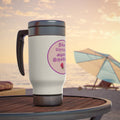 Stainless Steel Travel Mug with Handle, 14oz - Tamil Romantic Words நீங்க ரொம்ப அழகா இருக்கீங்க